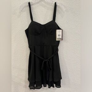Lily Rose Tiered Cinched Back Tie Mini Dress NWT